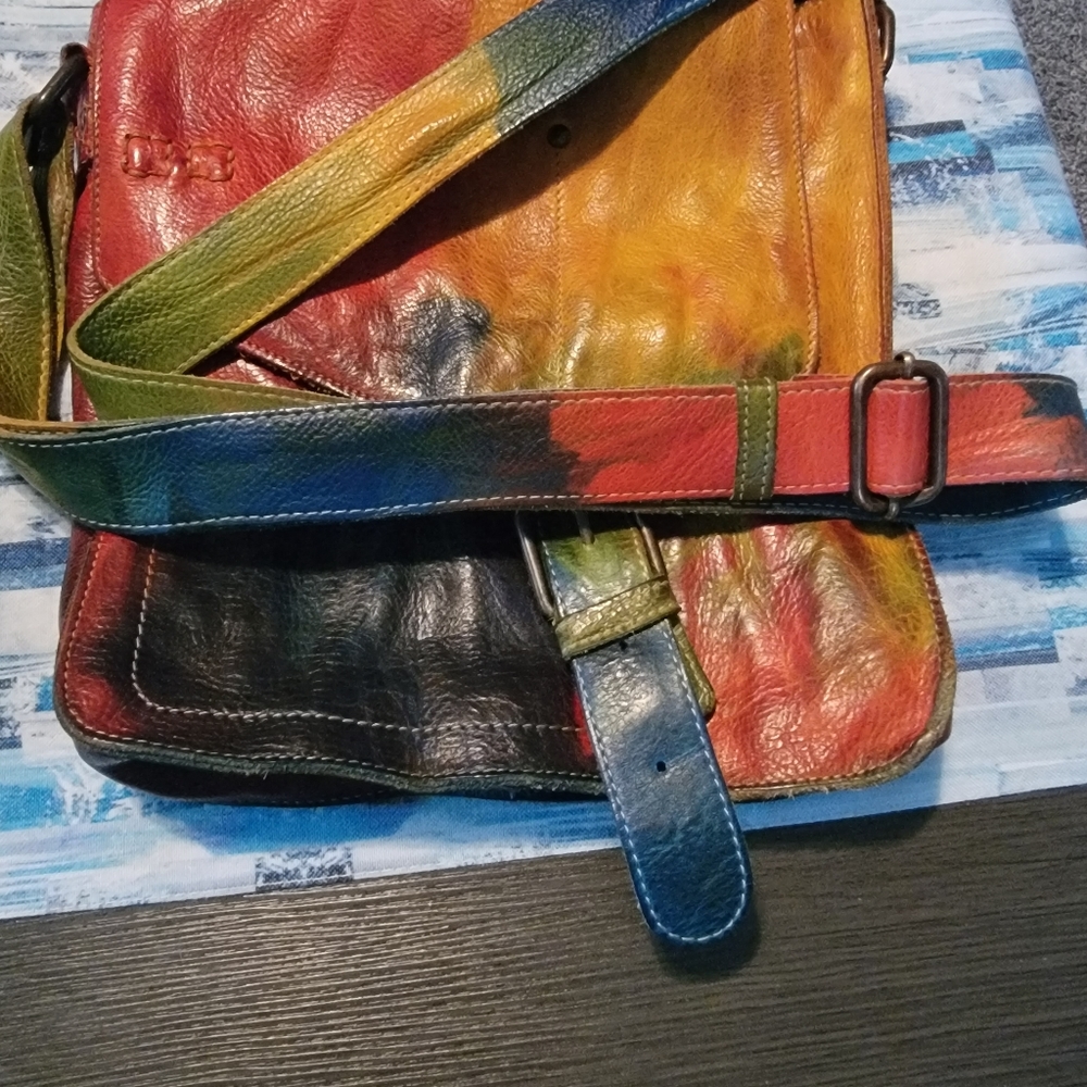 Bed Stu Multicolor Leather Crossbody Bag - Red, Yellow, Green, Blue, Black